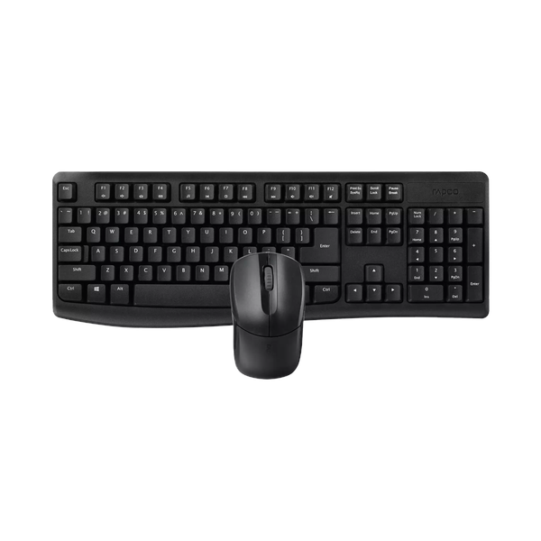 Rapoo X1800 Pro Wireless Keyboard & Mouse Combo, Wireless via USB-A Dongle, 100% Keyboard Layout, Spill-resistant design 1000 DPI Optical Mouse Sensor, Up to 12 months Battery Life, Black, 1 Year Warranty | 12002