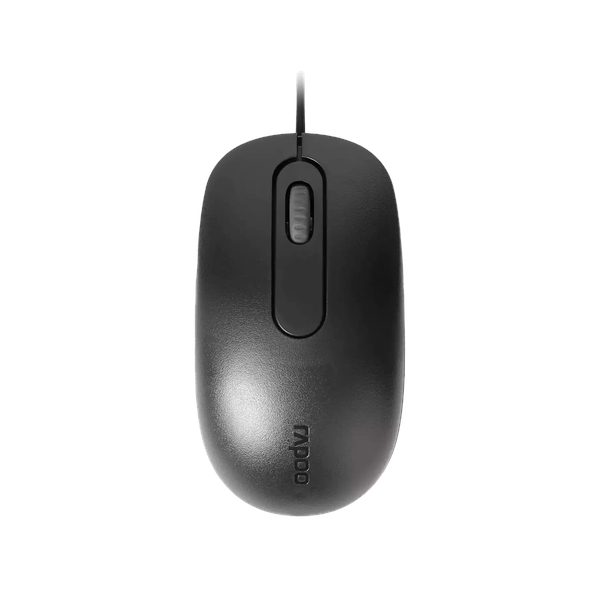 Rapoo N200 Wired Optical Mouse, 1600 DPI Optical Sensor, 3 (Left/Right-click, Middle click/scroll wheel) Buttons, Ambidextrous Design Black, 1 Year Warranty | 18548