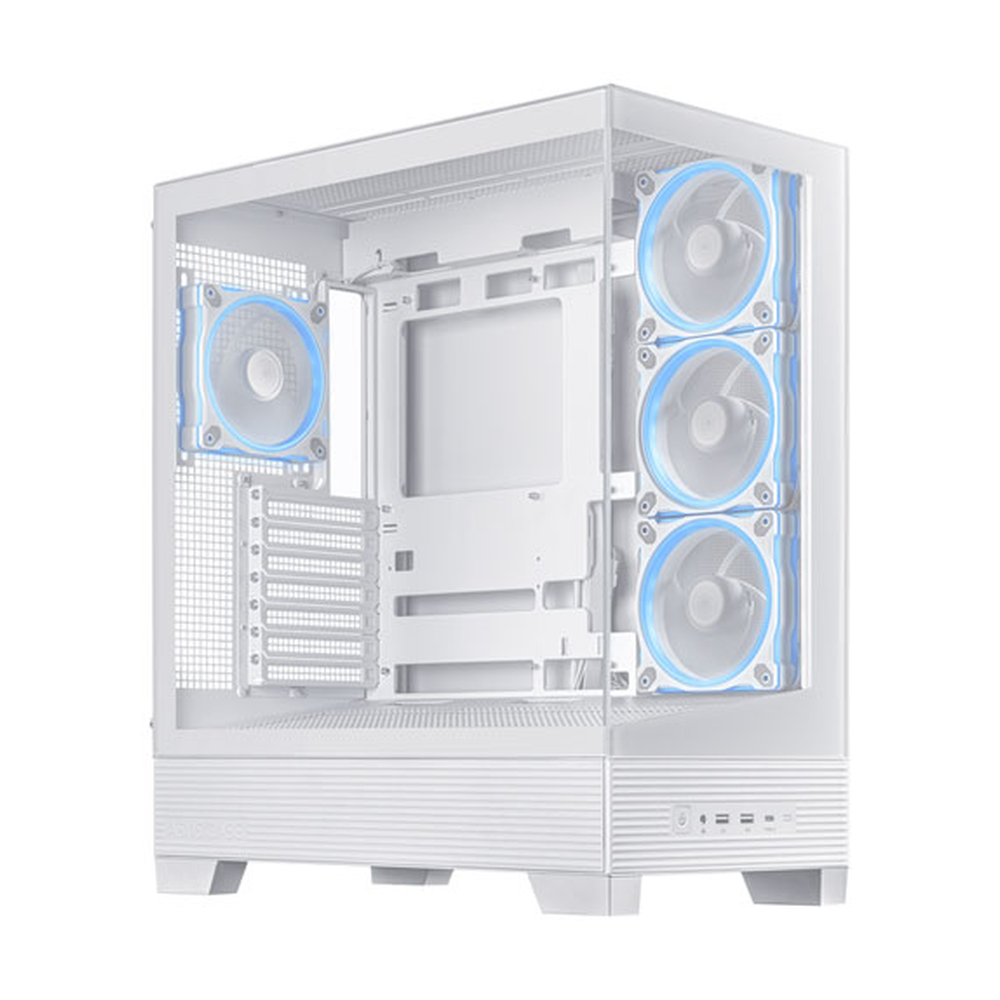 Asus A31 PLUS Mid Tower-ATX PC Case, Tempered Glass Side & Front Panel, 380mm GPU Support, 4 x 120 mm ARGB Fans, USB 3.2 Gen 2, Ample Cable Management, White, 1 Year Warranty | 90DC00R3-B19000