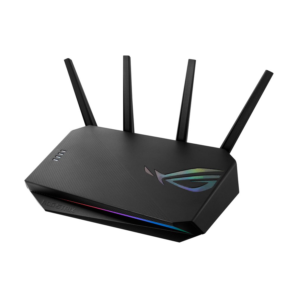 Asus ROG STRIX GS-AX5400 WiFi 6 Dual Band Gaming Router, 5 GHz Up to 4804 Mbps, 2.4 GHz Up to 574 Mbps, 4 x External Antennas, 1.5 GHz Tri-Core Processor, Aura RGB, 1 Year Warranty | 90IG06L0-MU9R10