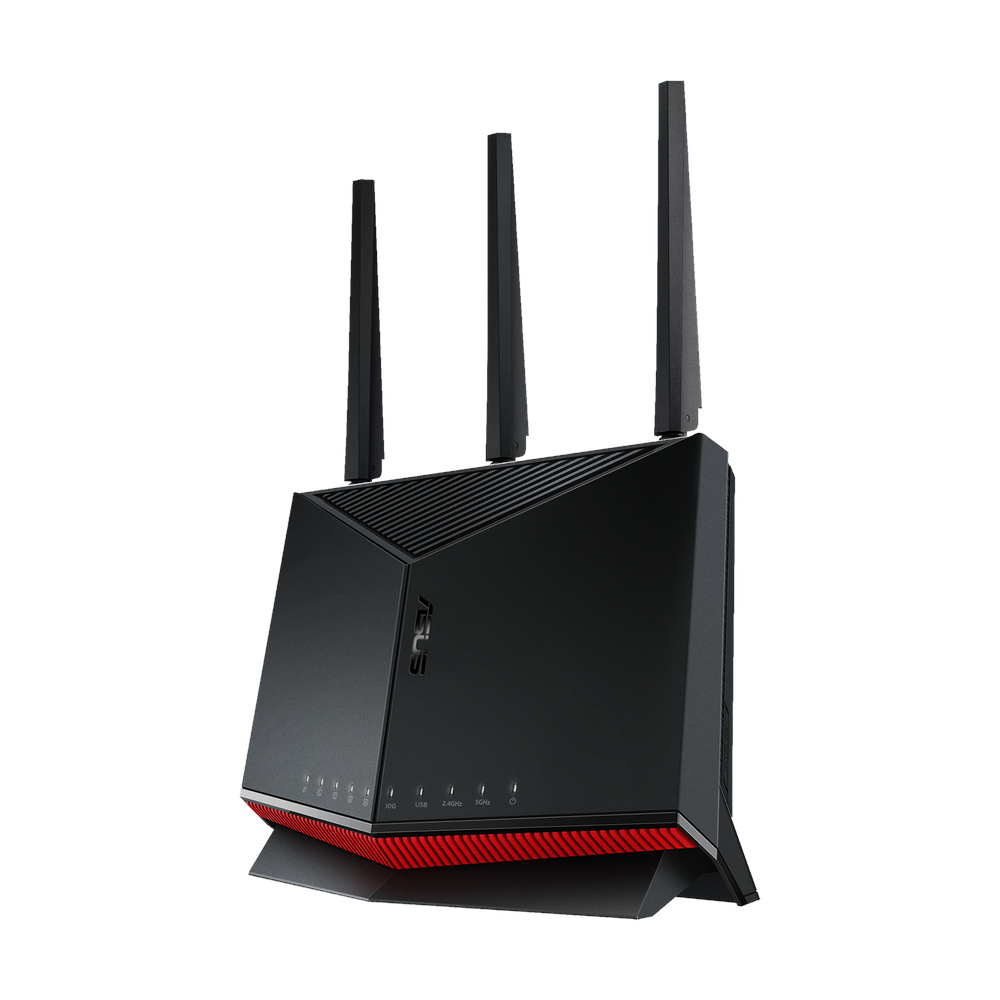 Asus BE6800 Dual-band WiFi 7 Router, 5 GHz Up to 5764 Mbps, 2.4 GHz Up to 1032 Mbps, 3 x External Antennas, 2.6 GHz Quad-Core Processor, Gaming Port & Mobile Game Mode, 1 Year Warranty | 90IG08W0-MO9A0V