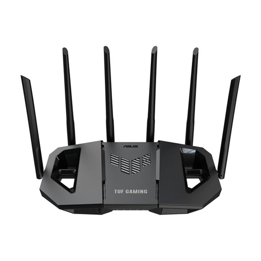 Asus TUF Gaming BE6500 Dual Band WiFi 7 Extendable Gaming Router, Speeds Up to 6500 Mbps, 6 x External Fixed Antennas, Quad-core 1.5 GHz CPU, Game Mode Prioritization, Gaming Port With Open NAT, 1 Year Warranty | 90IG0920-MO9C00