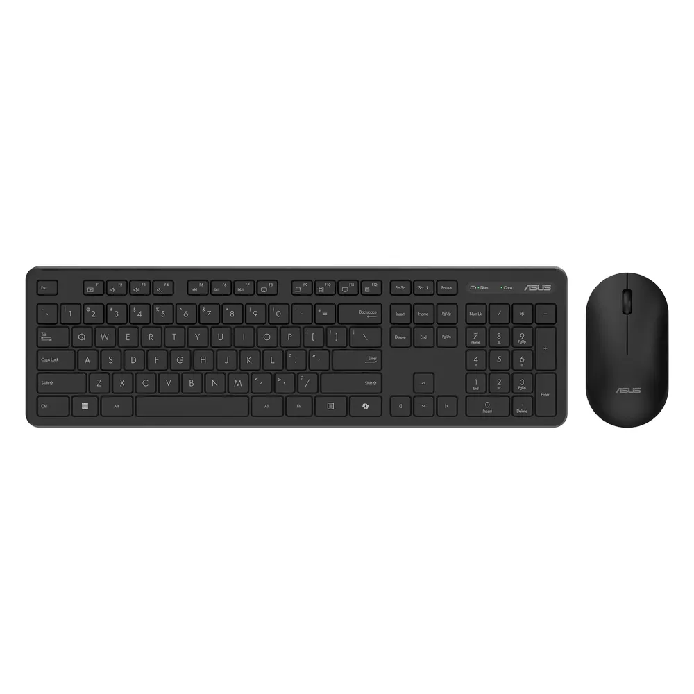 Asus CW100 Wireless Keyboard & Mouse Combo, 2.4Ghz Wireless Reciever, 100% Keyboard Layout, 1600 DPI Optical Mouse Sensor, Slim Lightweight Design, Up to 6 months Battery Life, Black, 1 Year Warranty | 90XB0700-BKM110