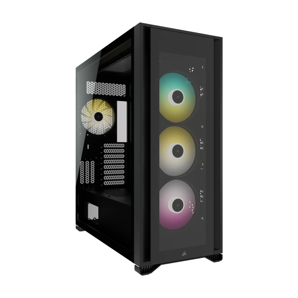Corsair iCUE 7000X RGB Full-Tower ATX PC Case, Tempered Glass Side Window, 4 x Corsair SP140 RGB Elite Fans, 450mm GPU Support, USB 3.2 Gen 2, Black, 1 Year Warranty | CC-9011226-WW