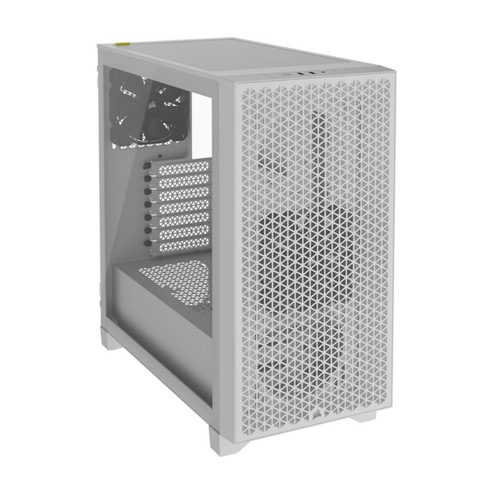 Corsair 3000D AIRFLOW Mid-Tower ATX Case, Tempered Glass Side Window, 2 x SP120 Fans, 360mm GPU Support, USB 3.2 Gen 1, White, 1 Year Warranty | CC-9011252-WW