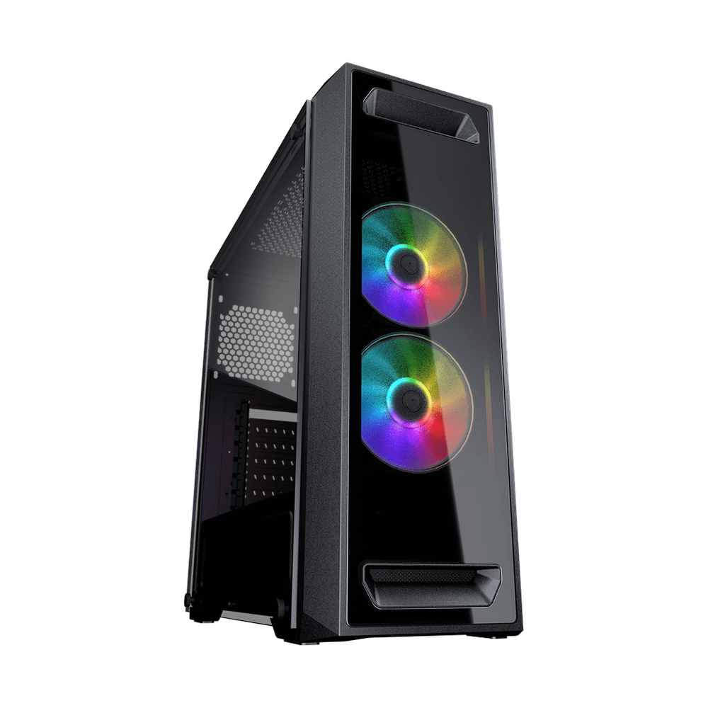 Cougar MX350 RGB ATX PC Case, Tempered Glass Side Panel, 2 x 120mm COUGAR RGB Fans, 350mm GPU Support, USB 3.0, Black, 1 Year Warranty | CGR-5NM1B-RGB