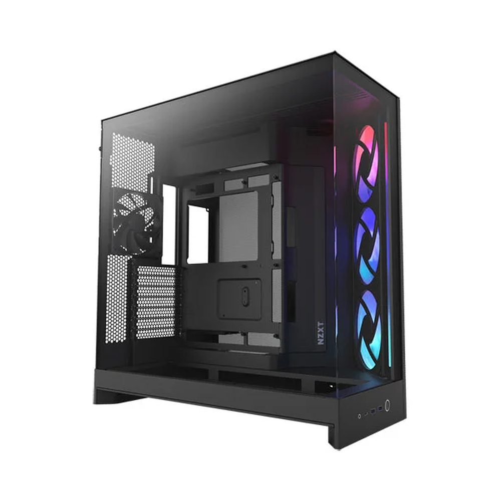 NZXT H9 Flow RGB Large Dual-Chamber Mid-Tower ATX Airflow Case, Dark Tinted Tempered Glass Side Window, 1 x F120Q (CV) Fan, 1 x F420 RGB Core Fan, Full-Size GPU Support, USB 3.2 Gen2x2, Black, 1 Year Warranty | CM-H92FB-R1