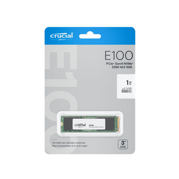 Crucial E100 1TB M.2 NVMe PCIe Gen4 SSD – CT1000E100SSD8 | 1 Year