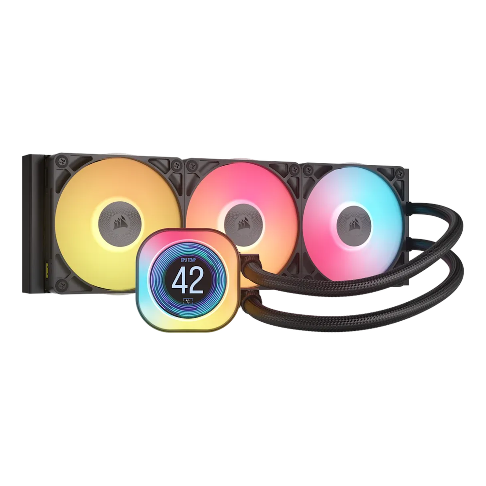 Corsair iCUE LINK TITAN 360 RX AIO Liquid Cooler, 2.1″ LCD Display, Flowdrive Cooling Engine, Supports Intel, AMD Sockets, Black, 1 Year Warranty | CW-9061023-WW