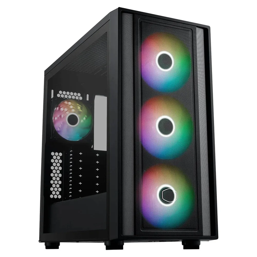 Cooler Master MasterBox 600 Mid Tower PC Casing, Tempered Glass Side Panel, FineMesh Performance Front Panel, 410mm GPU Support, USB 3.2 Gen 2, Black, 1 Year Warranty | MB600-KGNN-S00