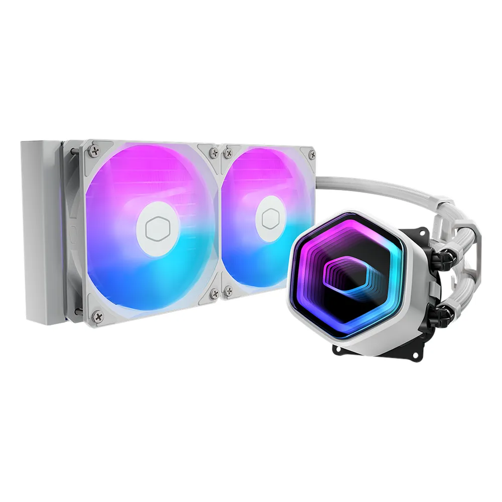 Cooler Master MasterLiquid Core II Series ARGB CPU Cooler, 240mm Radiator, Supports Intel, AMD Sockets, Rifle Bearing Fans, White, 1 Year Warranty | MLW-D24M-A18PA-RW