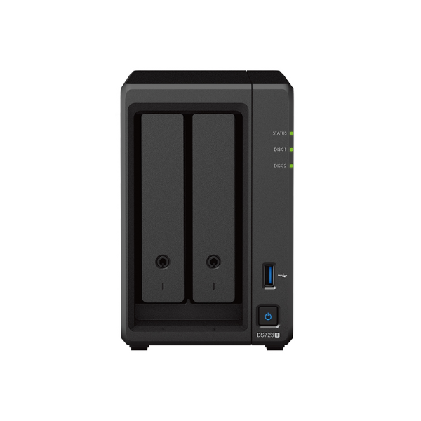 Synology DiskStation DS723+ 2 BAY NAS BOX, AMD Ryzen R1600 Processor, 2GB RAM, 71.85 BTU/hr, Hot Swappable Drive, RJ-45, USB 3.2, eSATA, 1 Year Warranty | DS723+