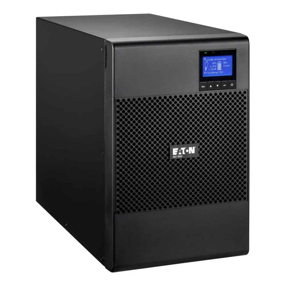 Eaton 9SX UPS, 3000 VA, 2700 W, Tower Form Factor, Sine Wave Output Waveform, Online Double Conversion, C20 Input Connection, Multilingual Graphical LCD Display, Sealed, Lead-Acid Battery, 1 Year Warranty | 9SX3000I