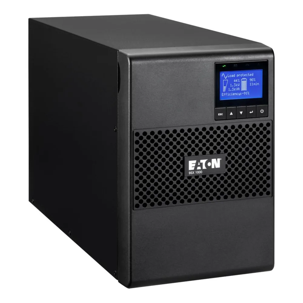 Eaton 9SX UPS, 1000 VA, 900 W, Tower Form Factor, Sine Wave Output Waveform, C14 Input Connection, Multilingual Graphical LCD Display, Sealed, Lead-Acid Battery, 1 Year Warranty | 9SX1000I
