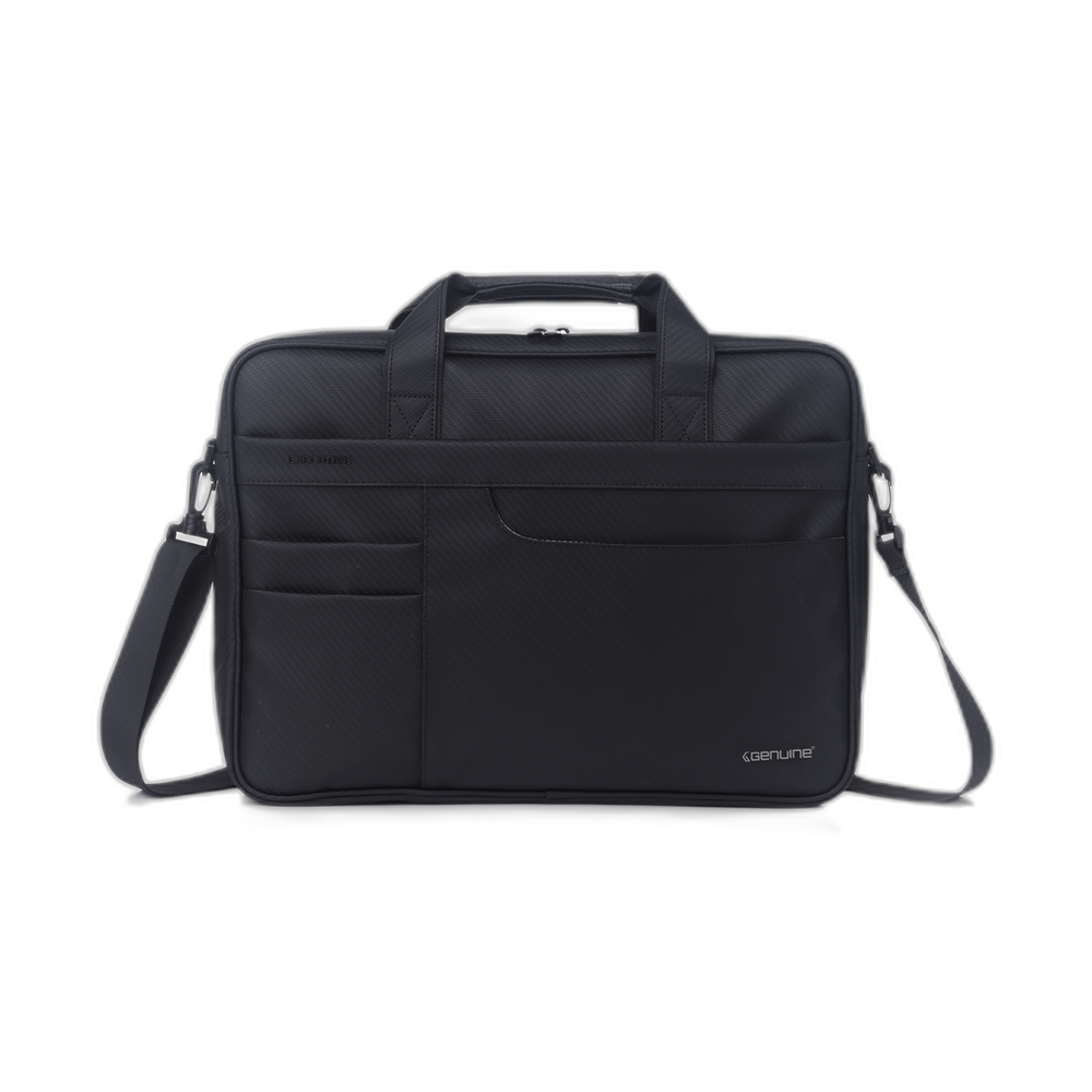 Genuine Executive Topload Laptop Bag, Fits up to 16” Laptops, Premium Polyester Material, Water-Resistant Fabric, Dual Main Compartments, Carry Strap, Black, 1 Year Warranty | GN-B200904BK