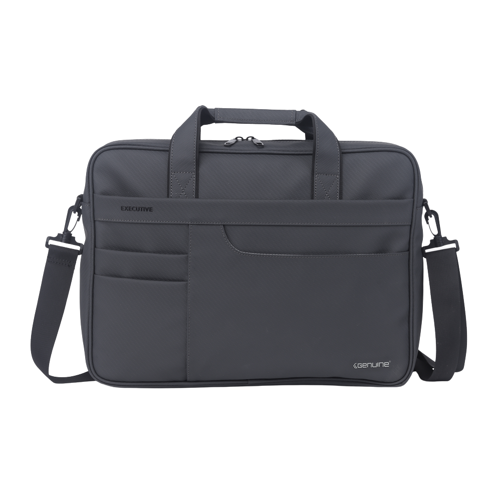 Genuine Executive Topload Laptop Bag, Fits up to 16” Laptops, Premium Polyester Material, Water-Resistant Fabric, Dual Main Compartments, Carry Strap, Grey, 1 Year Warranty | GN-B200904GR