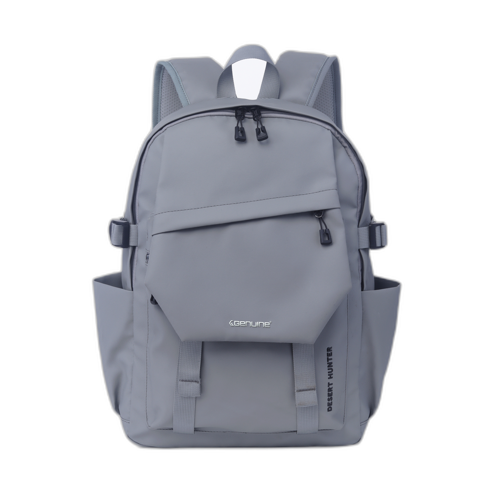 Genuine DesertHunter Laptop Backpack, Fits up to 15.6” Laptops, Durable Polyester Build, Water-Resistant Fabric, All-Black Zipper Pullers, Carry Strap, Grey, 1 Year Warranty | GN-B230963GR