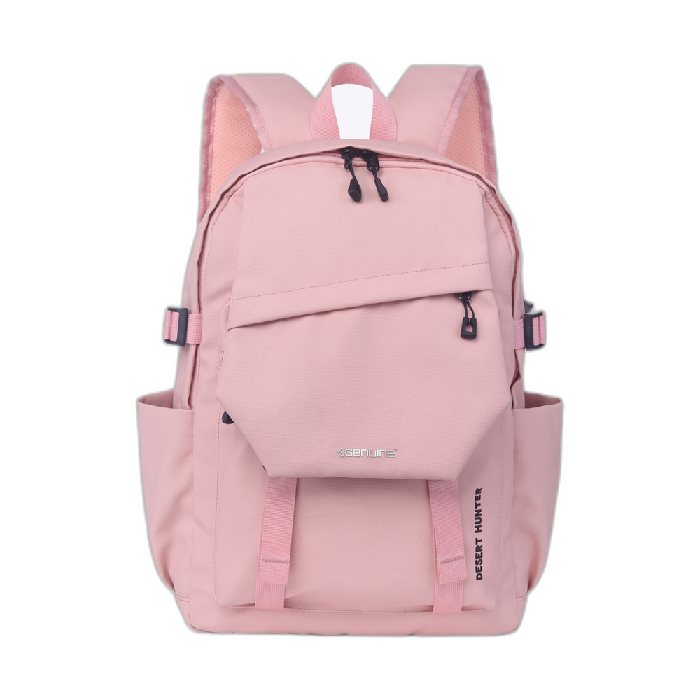 Genuine DesertHunter Laptop Backpack, Fits up to 15.6” Laptops, Durable Polyester Build, Water-Resistant Fabric, All-Black Zipper Pullers, Carry Strap, Pink, 1 Year Warranty | GN-B230963PK