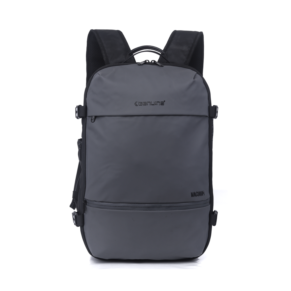 Genuine Vacuum Laptop Backpack with Pump, Fits up to 17” Laptops, Water-Resistant Fabric, Expandable Design, PVC Top Pocket, Cool Bottle Pocket, Vacuum Clothes Compartment, Digital Lock with 1200mAh Lithium Battery, Grey, 1 Year Warranty | GN-B240611GR