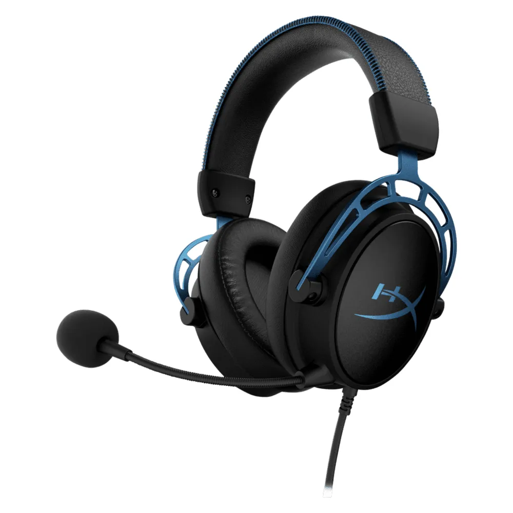 HyperX Cloud Alpha S Wired Gaming Headset, Electret Condenser Microphone, Dynamic, 50mm Speakers with Neodymium Magnets, Aluminum Frame, USB Audio Control Mixer Included, Black & Blue, 1 Year Warranty | 4P5L3AA