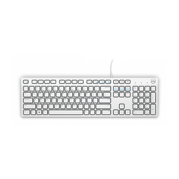 Dell KB216 Wired Keyboard, Membrane Chiclet-Style Keys, Dedicated Multimedia Keys, 1.8m Cable Length, White, 1 Year Warranty | KB216-EN-W