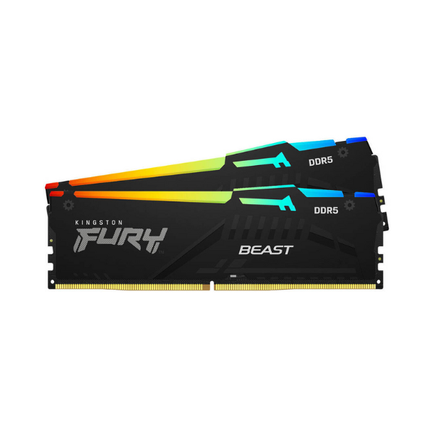 Kingston Fury Beast RGB Memory Kit, 32GB (2x16GB), DDR5 DRAM, 5600 MT/s, CL-40, 1 Year Warranty | KF556C40BBAK2-32