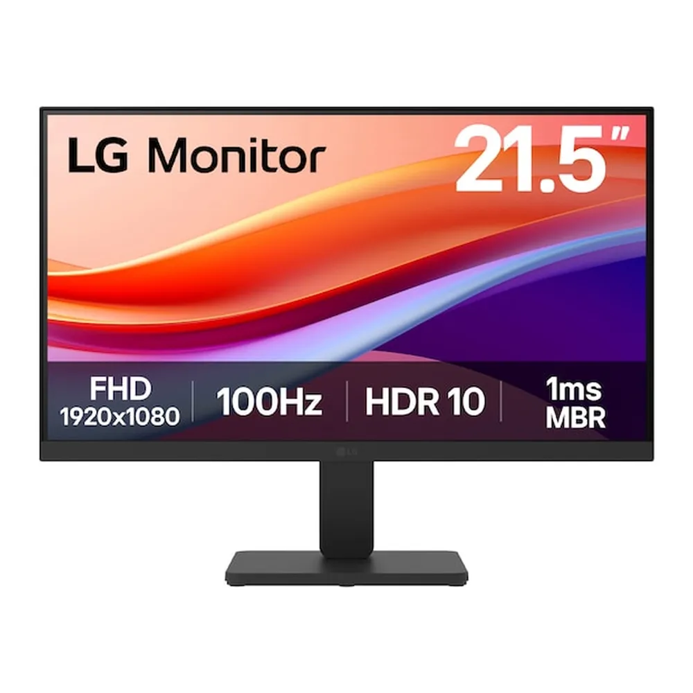 LG Full HD Monitor, 22" FHD (1920 x 1080) Resolution, 100Hz, Anti-glare, 1ms Motion Blur, HDMI, Tilt Adjustable Stand, Black, 1 Year Warranty | 22U401AB