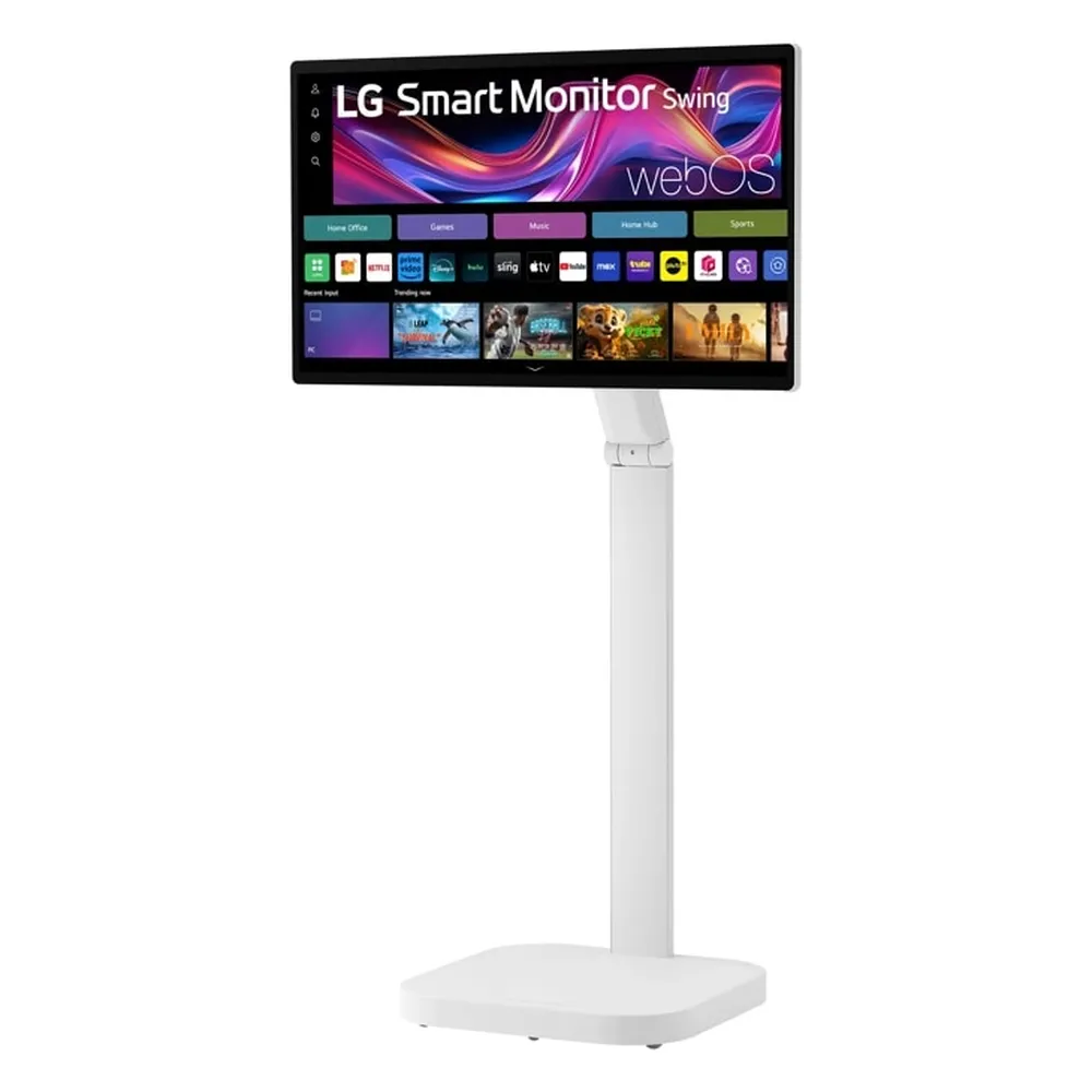 LG 4K IPS Touchscreen Smart Monitor Swing with Rolling Stand, 32" UHD (3840 x 2160) Resolution, 60Hz, Anti-glare, 5ms (GtG) Response Time, HDMI, DP, Tilt/Height/Swivel/Pivot Adjustable Stand, White, 1 Year Warranty | 32U889SA-WAMA