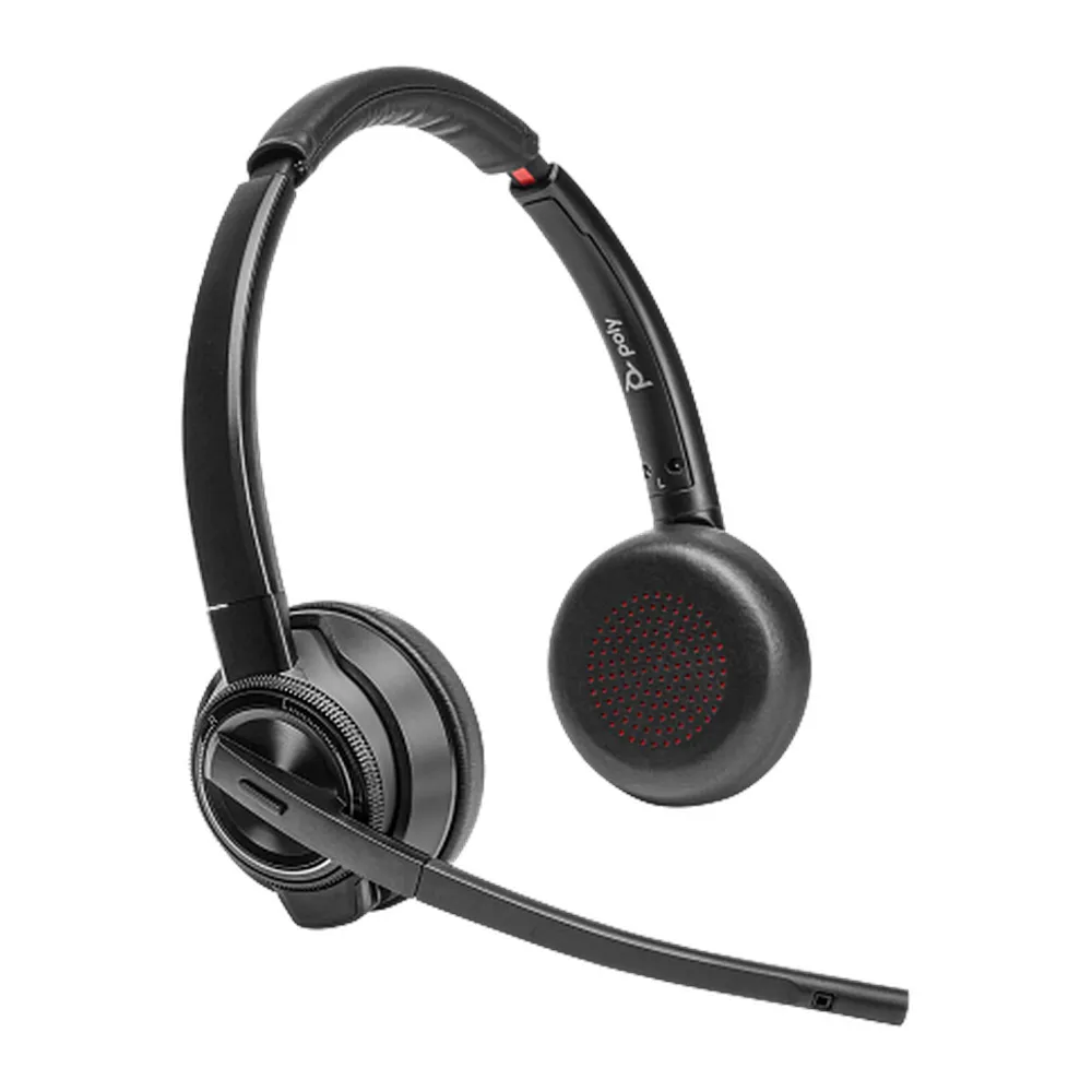 Poly Savi 8420 Office Stereo Wireless Headset, Bluetooth, Noise Cancelling Microphone, 32mm Speaker Size, Microsoft Teams Certified, Black, 1 Year Warranty | 8L5B3AA