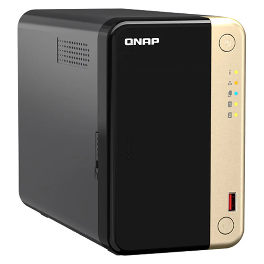 QNAP Bye-bye Gigabit 2 BAY NAS BOX, Intel Celeron N5095 Processor, 8GB RAM, Intel UHD Graphics, 2.5GbE Connectivity, AI–Powered Image Recognition, RJ-45, USB, 1 Year Warranty | TS-264-8G