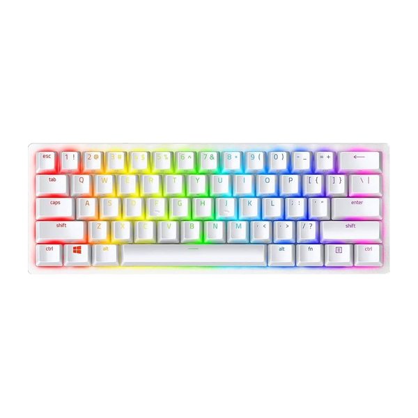 Razer Huntsman Mini 60% ARGB Mechanical Gaming Keyboard, USB Wired, Razer Clicky Optical Switches (Purple), Doubleshot PBT Keycaps, Anti-Ghosting with N Key Rollover, 1000Hz Polling Rate, Mercury (White), 1 Year Warranty | RZ03-03390300-R3M1