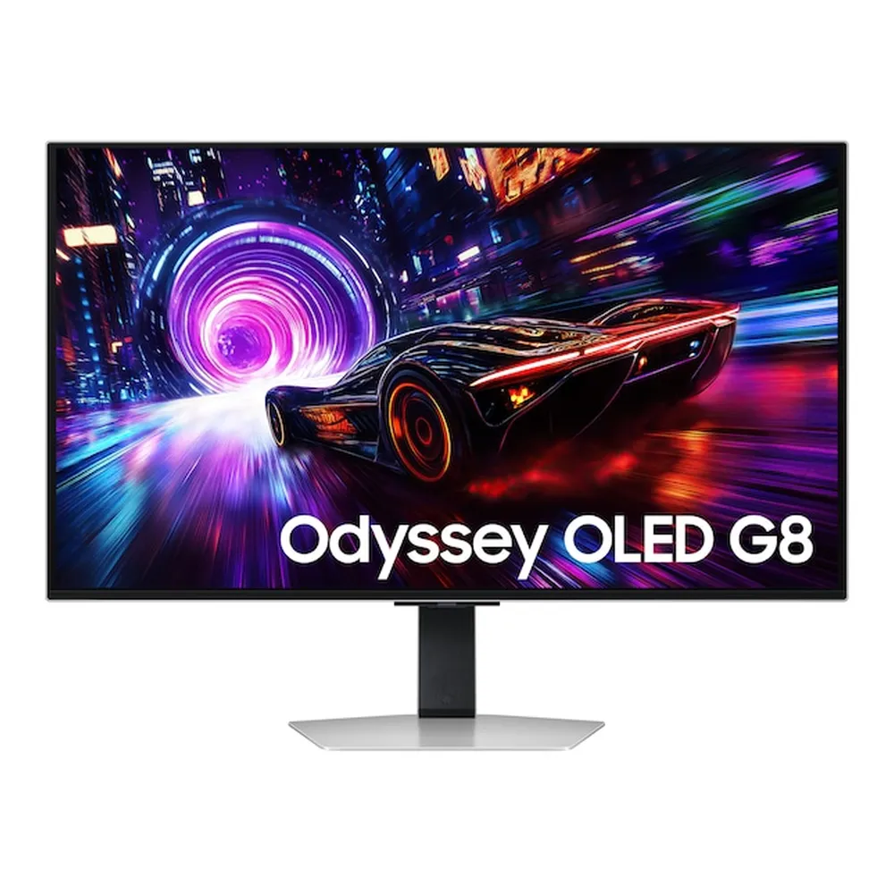 Samsung Odyssey OLED G8 G81SF Gaming Monitor, 32" 4K (3840 x 2160) Resolution, 240Hz, Anti-glare, 0.03 ms (GTG) Response Time, USB, HDMI, DisplayPort, Tilt/Pivot/Swivel/Height Adjustable Stand, Silver, 1 Year Warranty | LS32FG810SMXUE