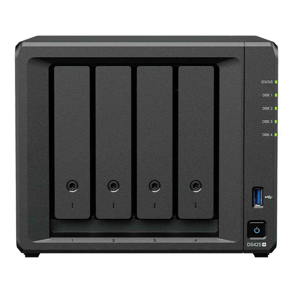Synology DiskStation DS425+ 4 BAY Tower NAS BOX, Intel Celeron J4125 Processor, 2GB RAM, High-speed storage, Hot Swappable Drive, 2.5GbE connectivity, RJ-45, USB-C, 1 Year Warranty | DS425-PLUS